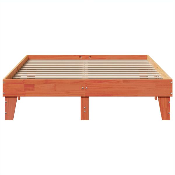 vidaXL Cama sem colch&atilde;o 140x200 cm madeira pinho maci&ccedil;a castanho-mel