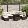 vidaXL Conjunto de Sof&aacute; de Jardim 9 pcs Castanho Rattan Sint&eacute;tico