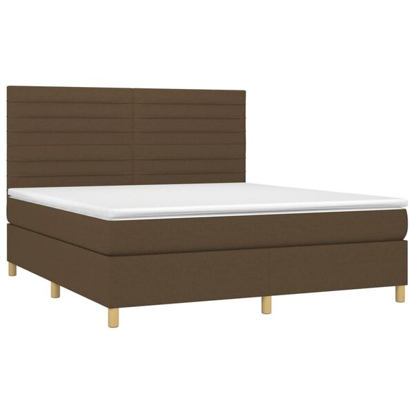 vidaXL Cama box spring c/ colch&atilde;o/LED 160x200cm tecido castanho-escuro