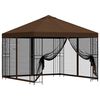 vidaXL Gazebo de Jardim com Laterais 3 x 3 m Castanho Poli&eacute;ster e A&ccedil;o