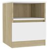 vidaXL Mesa de cabeceira 40x40x50 cm contrapl. branco/carvalho sonoma