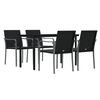vidaXL 5 pcs conjunto de jantar p/ jardim c/ almofad&otilde;es vime PE e a&ccedil;o