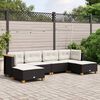 vidaXL 6 pcs conjunto sof&aacute;s de jardim c/ almofad&otilde;es vime PE preto