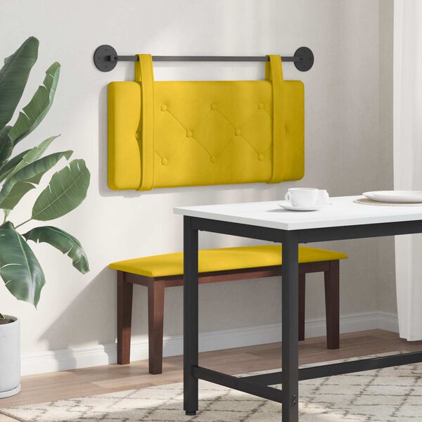 vidaXL Cabeceira Suspensa Amarelo 100 x 55 x 5 cm Veludo