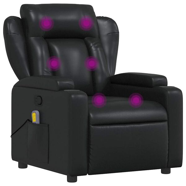 vidaXL Poltrona de massagens reclin&aacute;vel couro artificial preto