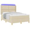 vidaXL Cama Box com colch&atilde;o com cabeceira Creme 160 x 200 cm tecido