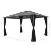 vidaXL Gazebo com cortinas alumínio 4x3x2,6 m preto