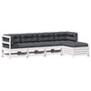 vidaXL 5 pcs conj. lounge de jardim c/ almofad&otilde;es pinho maci&ccedil;o branco