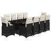 vidaXL 11 pcs conjunto de bistr&ocirc; p/ jardim c/ almofad&otilde;es vime PE preto