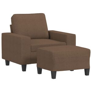 vidaXL Poltrona com apoio de p&eacute;s 60 cm tecido castanho