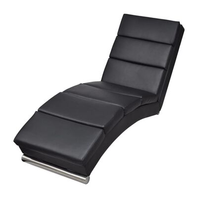 vidaXL Chaise longue couro artificial preto