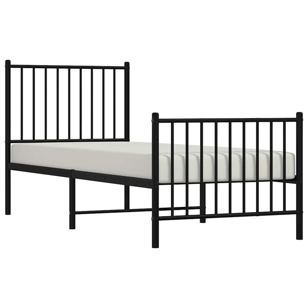 vidaXL Estrutura de cama com cabeceira e p&eacute;s 80x200 cm metal preto