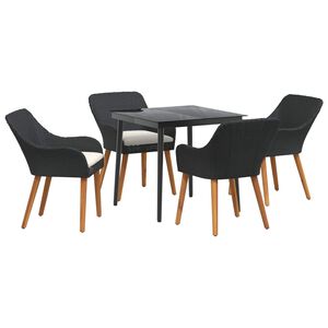 vidaXL Conjunto de Jantar para Jardim 5 unid. Preto vime PE