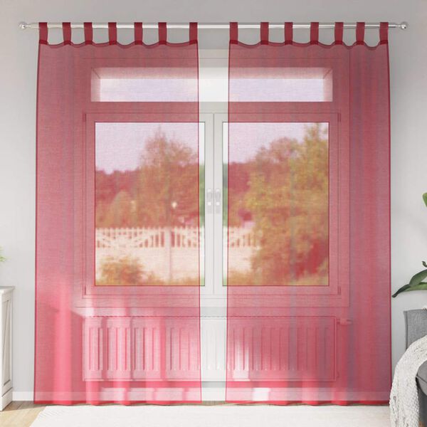 vidaXL Cortinas de voile com laços 2 pcs vermelho tinto 140x245 cm