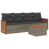 vidaXL 5 pcs conjunto sof&aacute;s de jardim c/ almofad&otilde;es vime PE cinzento