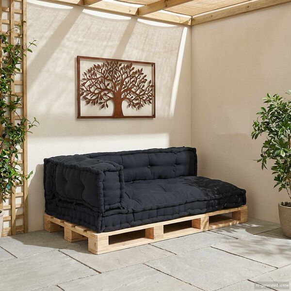 vidaXL Travesseiro para Sof&aacute; Pallet 3 pcs Antracite 120 x 80 x 38 cm
