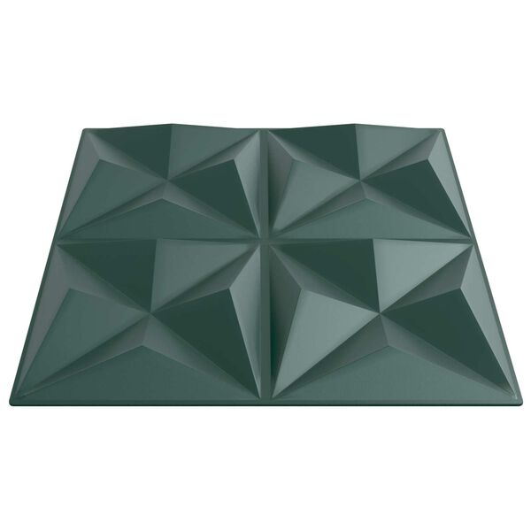 vidaXL Pain&eacute;is de parede 12 pcs Verde Origami 50 x 50 cm Espuma XPS