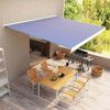 vidaXL Toldo manual com caixa 400x300 cm azul e branco