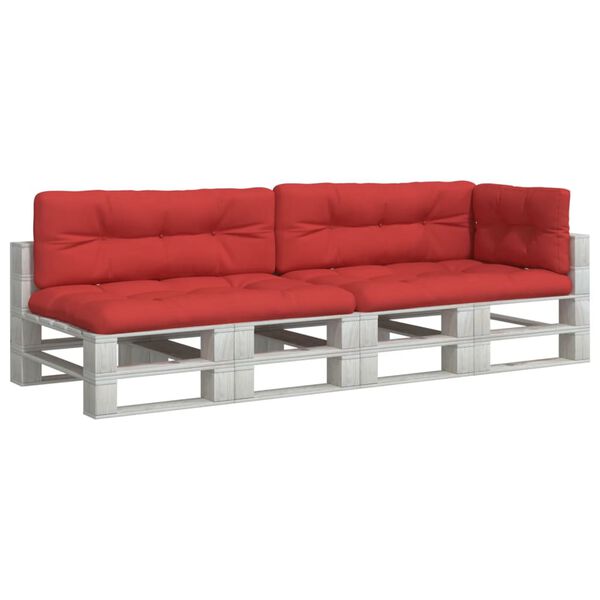 vidaXL Almofad&otilde;es para m&oacute;veis de paletes 5 pcs tecido vermelho