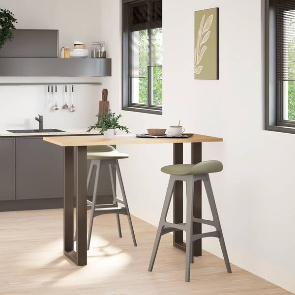 vidaXL P&eacute;s de mesa de bar em forma de U, 2 pe&ccedil;as, a&ccedil;o natural, 50x(100-101) cm, a&ccedil;o