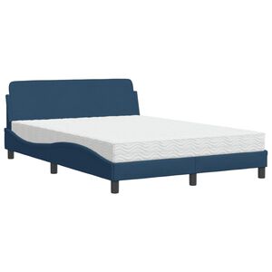 vidaXL Cama com colch&atilde;o Dover 140x200 cm tecido azul