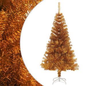 vidaXL &Aacute;rvore de Natal artificial com suporte 120 cm PET dourado