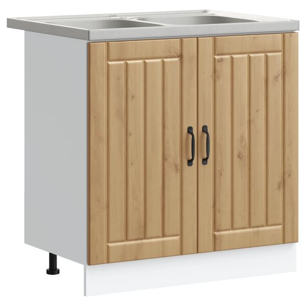 vidaXL Gabinete Base para Pia com porta Lucca 2 pcs Carvalho Artesanal