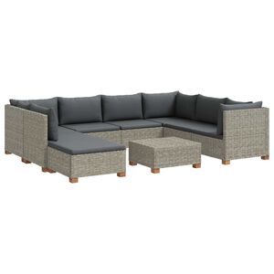 vidaXL 9 unid. Conjunto de Lounge de Rattan com Almofadas GENDT