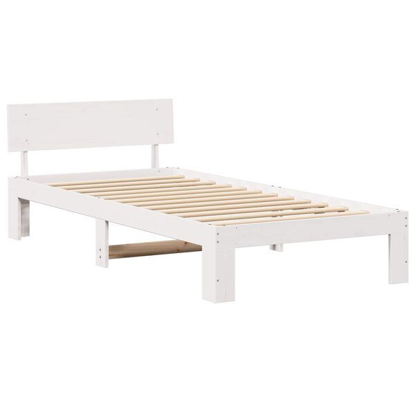 vidaXL Estrutura da Cama Branco 90 x 200 cm Madeira de Pinheiro Sólida