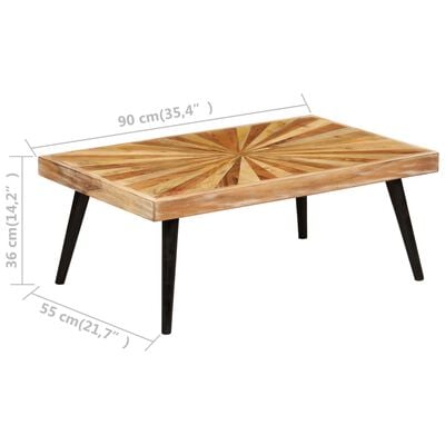 vidaXL Mesa de centro madeira de mangueira maciça 90x55x36 cm