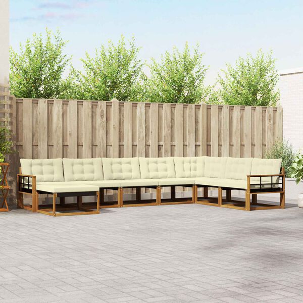 vidaXL Conjunto de Sof&aacute;s para Exterior 8 pcs Natural e Creme