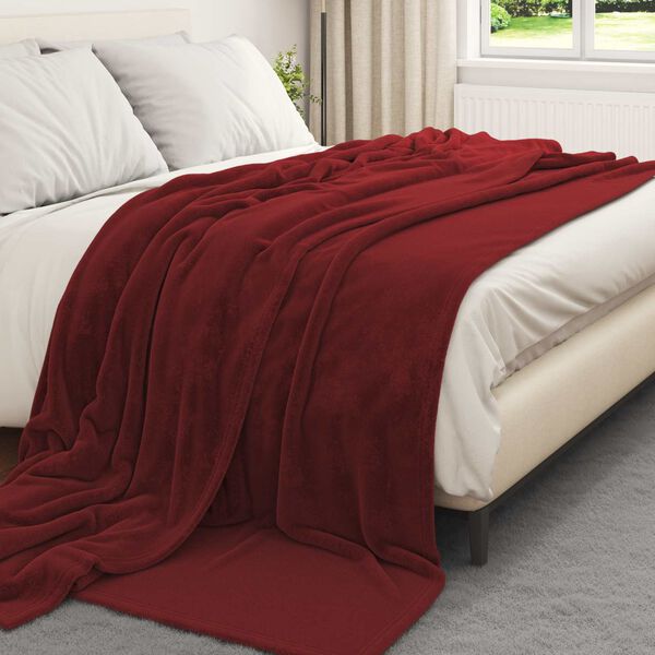 vidaXL Cobertor Vermelho Bordeaux 220 x 240 cm L&atilde;