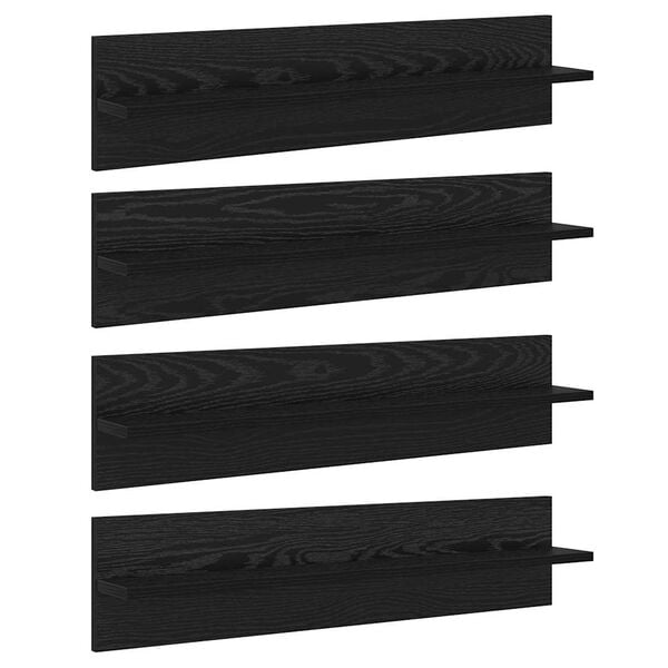 vidaXL Prateleiras de Parede 4 pcs Carvalho Preto 80 x 11,5 x 18 cm