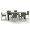 vidaXL 7 pcs conjunto jantar jardim c/ almofad&otilde;es vime PE preto/cinza