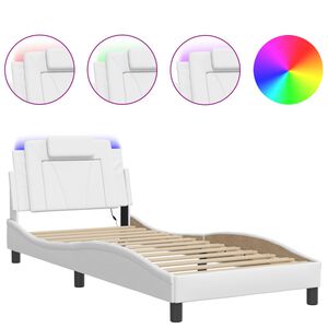 vidaXL Estrutura de cama Viana com LED sem colch&atilde;o 80x200cm branco