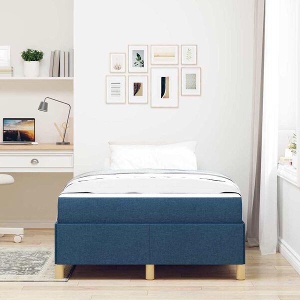 vidaXL Estrutura da Cama com colch&atilde;o Azul 120 x 190 cm tecido