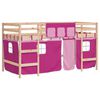 vidaXL Cama alta p/ crian&ccedil;a c/ cortinas 90x190 cm pinho maci&ccedil;o rosa