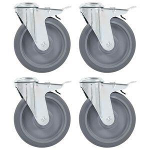 vidaXL Rodas girat&oacute;rias com furo e trav&otilde;es duplos 4 pcs 125 mm