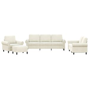 vidaXL 4 pcs conjunto de sof&aacute;s com almofad&otilde;es veludo cor creme