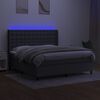 vidaXL Cama box spring c/ colch&atilde;o e LED 180x200 cm tecido cinza-escuro
