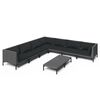vidaXL 8 pcs conj. lounge jardim c/ almofad&otilde;es vime PE cinzento-escuro