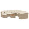 vidaXL 12 pcs conjunto de sof&aacute;s p/ jardim com almofad&otilde;es vime PE bege