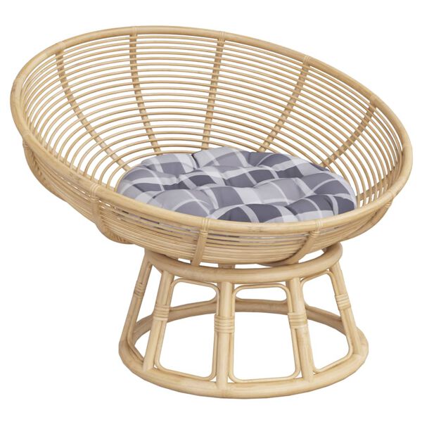 vidaXL Almofad&atilde;o redondo &Oslash; 60 x11 cm tecido oxford xadrez cinzento