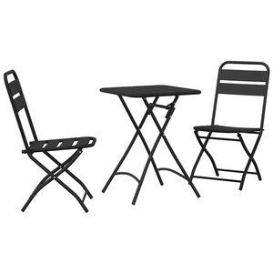 vidaXL Conjunto bistro 3 unid. Antracite A&ccedil;o