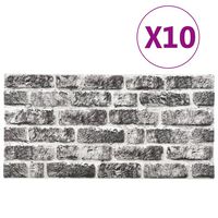 vidaXL Painéis de parede 3D design tijolos cinzento-escuros 10 pcs EPS