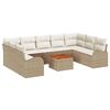 vidaXL Conjunto de Sof&aacute; de Jardim 10 unid. Bege e Creme vime PE