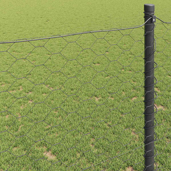 vidaXL Cerca Hexagonal Cinzeto 1,5 x 100 m PVC