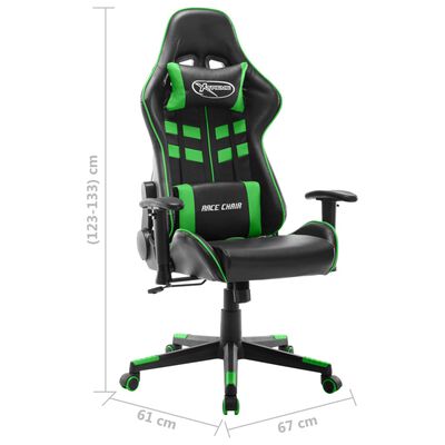 vidaXL Cadeira de gaming couro artificial preto e verde