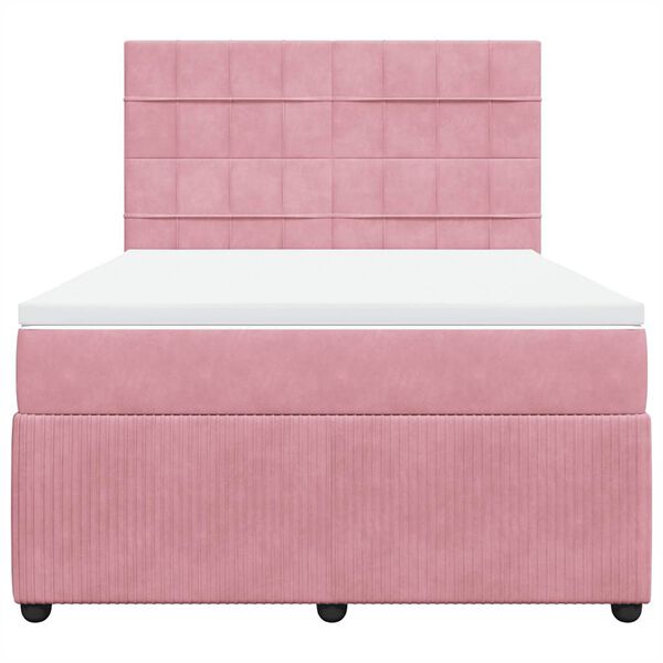 vidaXL Cama com molas/colch&atilde;o 140x190 cm veludo rosa