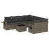 vidaXL 9 pcs conjunto sof&aacute;s p/ jardim com almofad&otilde;es vime PE cinzento